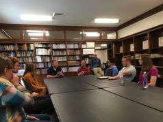 Class group discussion in the Ohio Amish Library 